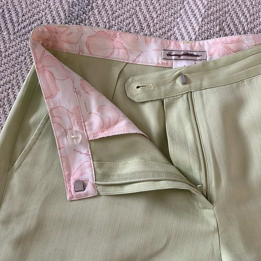 Tommy Bahama Lime Green Silk Flat Front Shorts in Size 6 - Picture 2 of 4